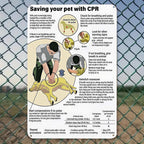 Panneau métallique de réanimation cardio-pulmonaire vintage pour animaux de compagnie | Instructions de premiers secours pour chiens et chats