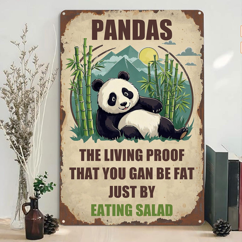 Vintage Panda Metallschild | Lustige Küchen-, Bar- und Café-Deko