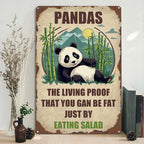 Vintage Panda Metallschild | Lustige Küchen-, Bar- und Café-Deko