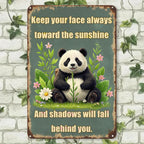 Plaque Murale Métal "Panda Inspiration" | Décoration Murale Vintage Rétro