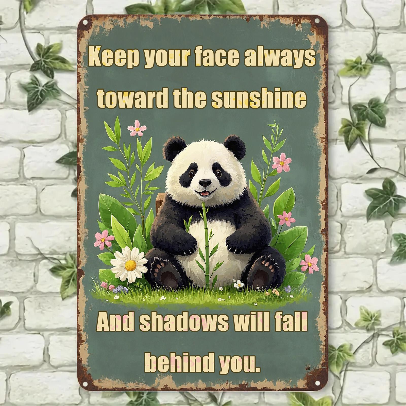 Panda Inspirational Metal Sign: Vintage Retro Wall Decor