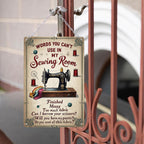 Divertido cartel de metal para cuarto de costura | Decoración vintage de costurera (8x12)