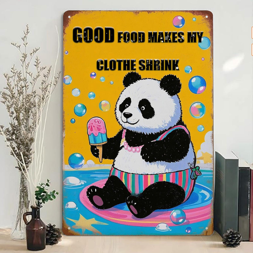 Panda Bear 'Good Food' Tin Sign: Funny Kitchen Decor