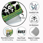 Décoration murale en métal « Famille Panda » | Style vintage bambou (20x30 cm)