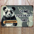 Lustiges Panda Blechschild | Vintage Herzensdieb Wanddeko