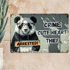 Lustiges Panda Blechschild | Vintage Herzensdieb Wanddeko