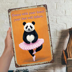 Panda Ballerine Panneau Métal | Art Mural Danse Motivationnel