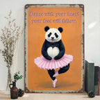Panda Ballerine Panneau Métal | Art Mural Danse Motivationnel
