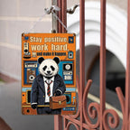 Motivierendes Panda Metallschild | Retro Bürodekoration