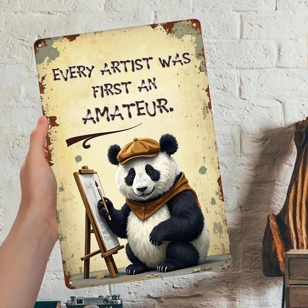Inspirational Panda Quote Metal Sign: Vintage-Style Wall Art