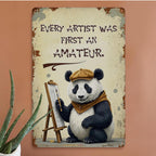 Inspirierendes Panda-Schild aus Metall | Wandkunst im Vintage-Stil