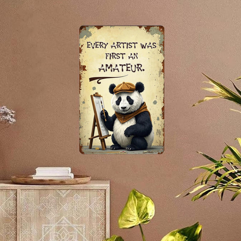 Inspirational Panda Quote Metal Sign: Vintage-Style Wall Art
