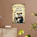 Inspirierendes Panda-Schild aus Metall | Wandkunst im Vintage-Stil