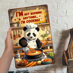 Panda Chef Metallschild | Lustige Küchenwanddekoration Retro Blechschild