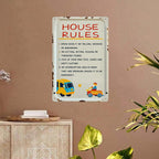 Letrero de metal con reglas de la casa estilo caricatura | Decoración de habitación infantil