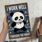 Panda Ich Arbeite Gut Durch Die Nacht Metallschild | Lustige Wohndeko