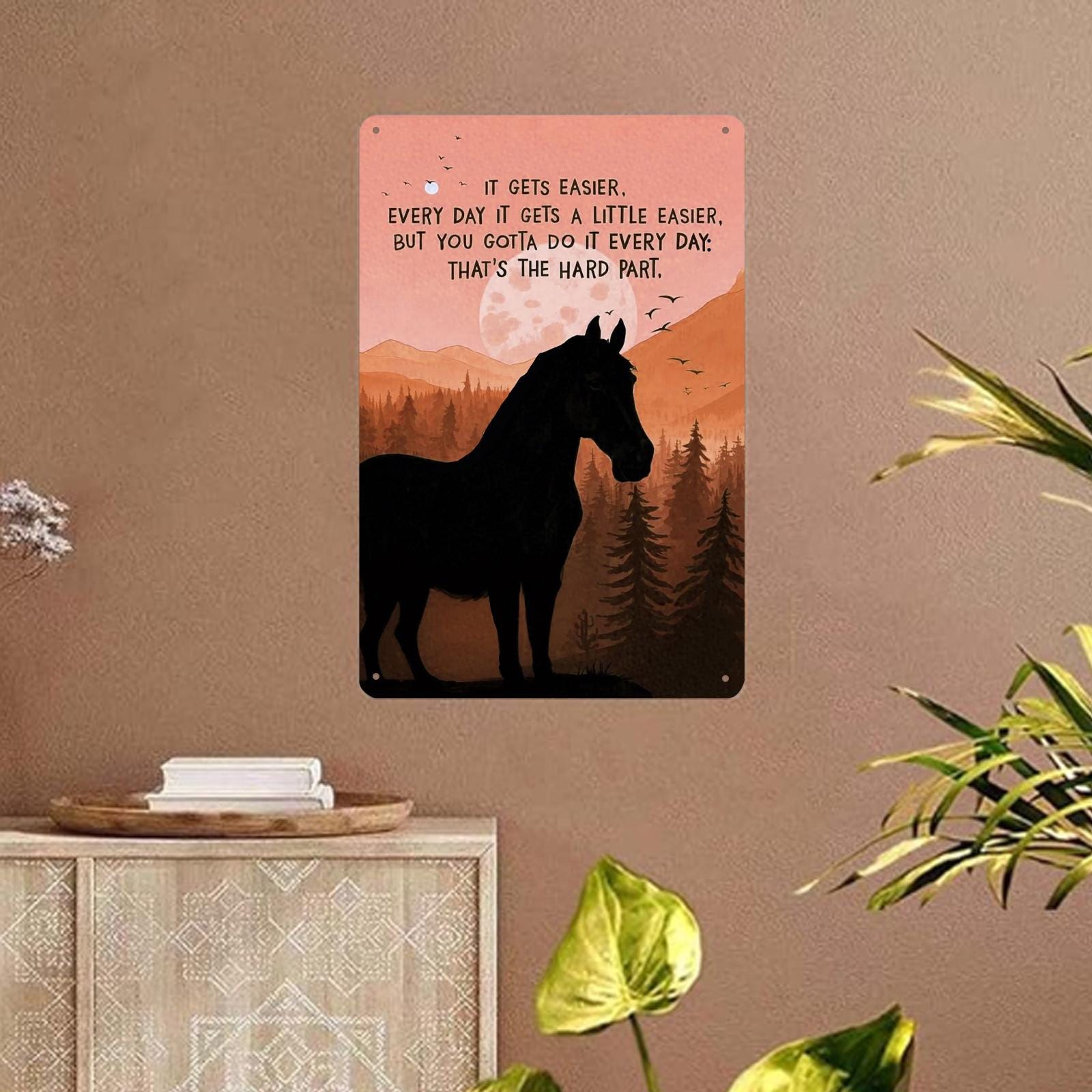 Rustic Horse Metal Sign: Inspirational Quote, Western Decor (8x12)