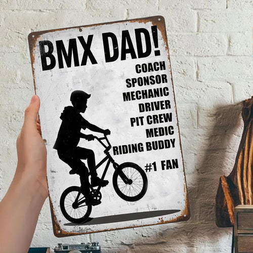 BMX Dad Metal Sign: Funny Cycling Wall Art, Garage Decor