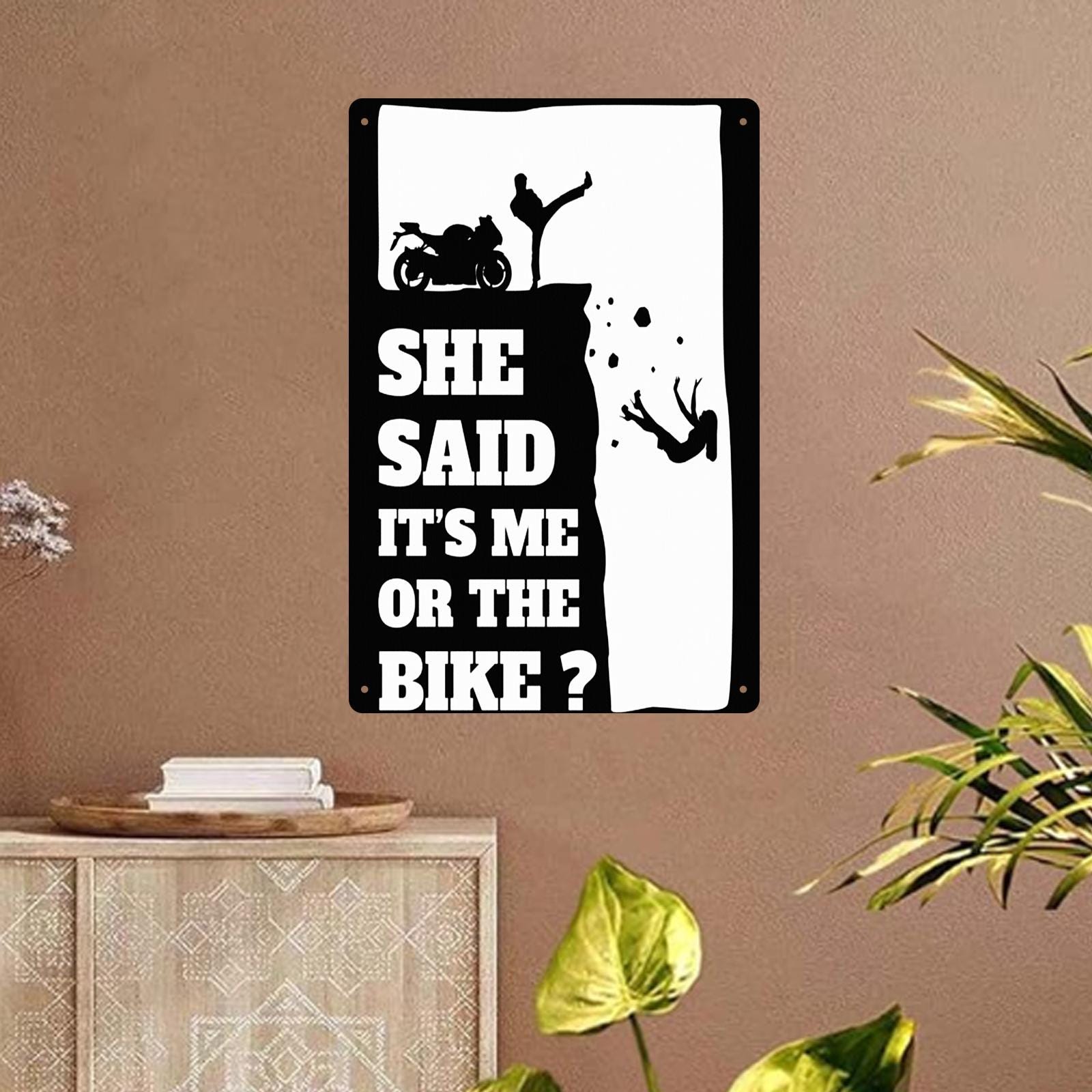 Motorcycle Metal Sign: Biker Garage Decor, Man Cave Wall Art