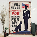 Patriotic Metal Sign: Military Soldier, Dog & American Flag - USA Pride