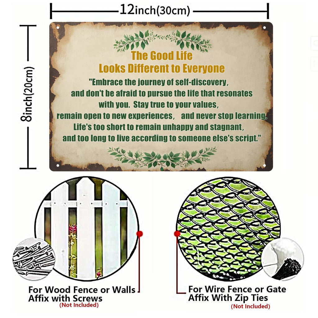 Inspirational Metal Sign: Good Life, Rustic Farmhouse Wall Art