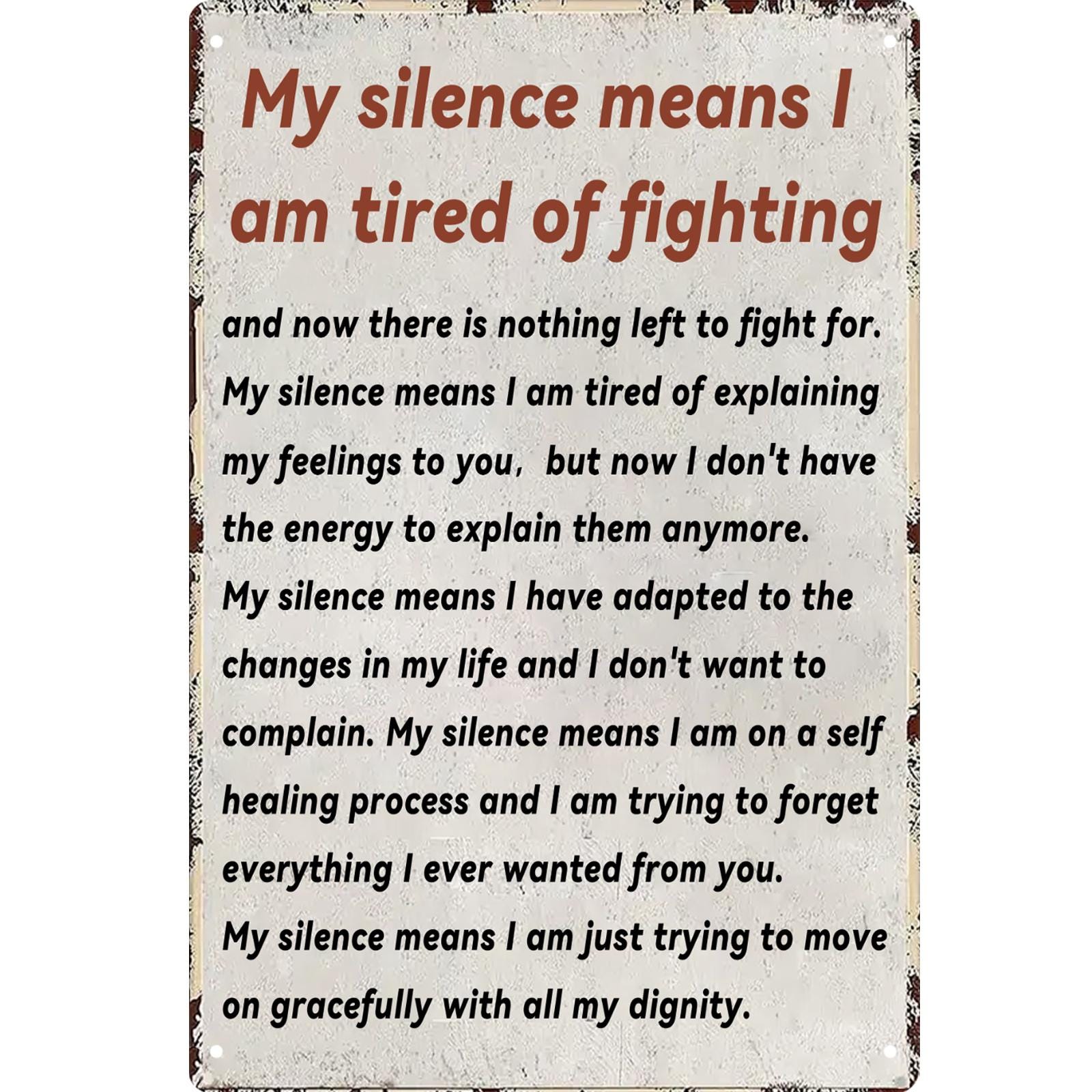 Inspirational Quote Metal Sign: Rustic Vintage Home Office Decor