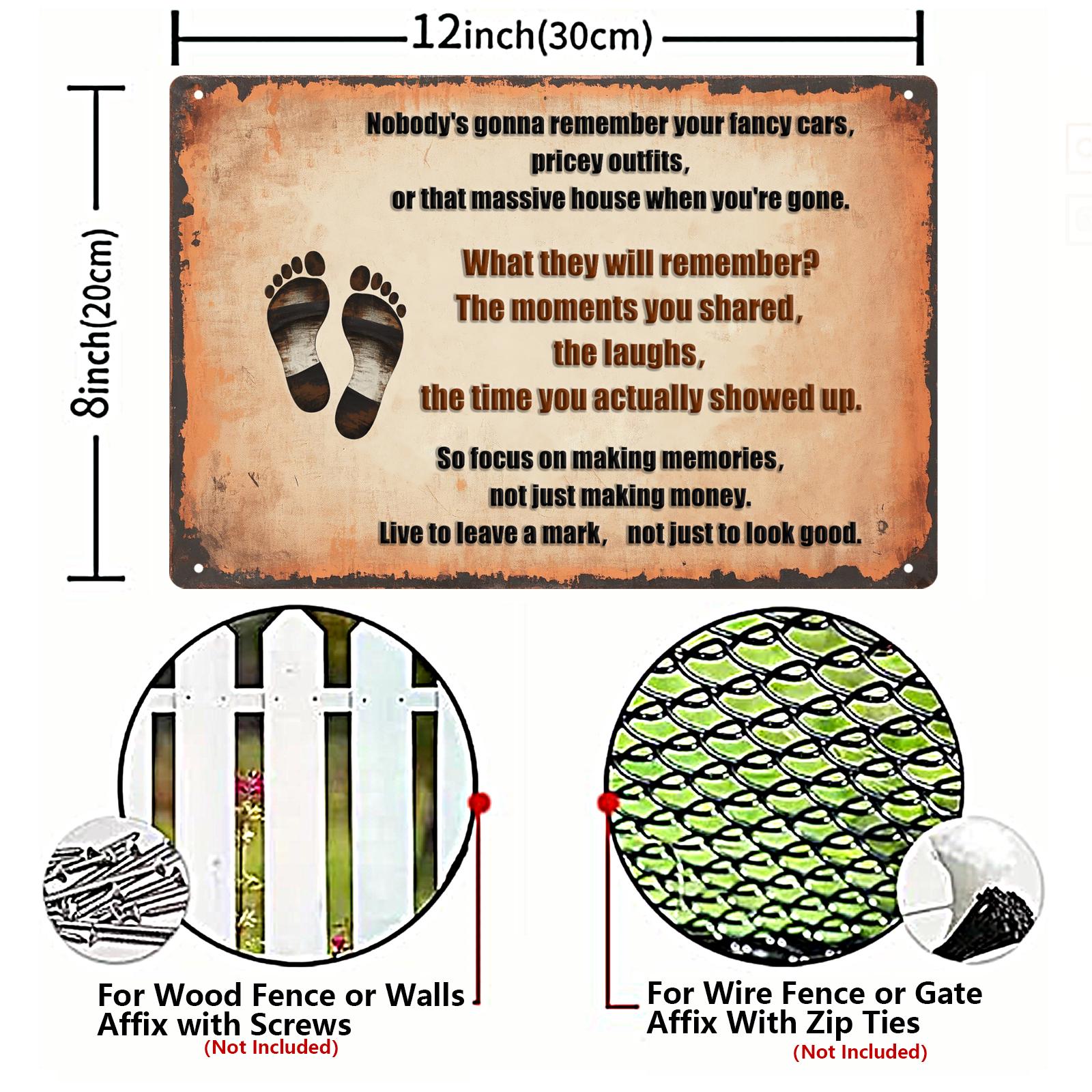 Vintage Inspirational Metal Sign: Live to Leave a Mark - Rustic Office Decor