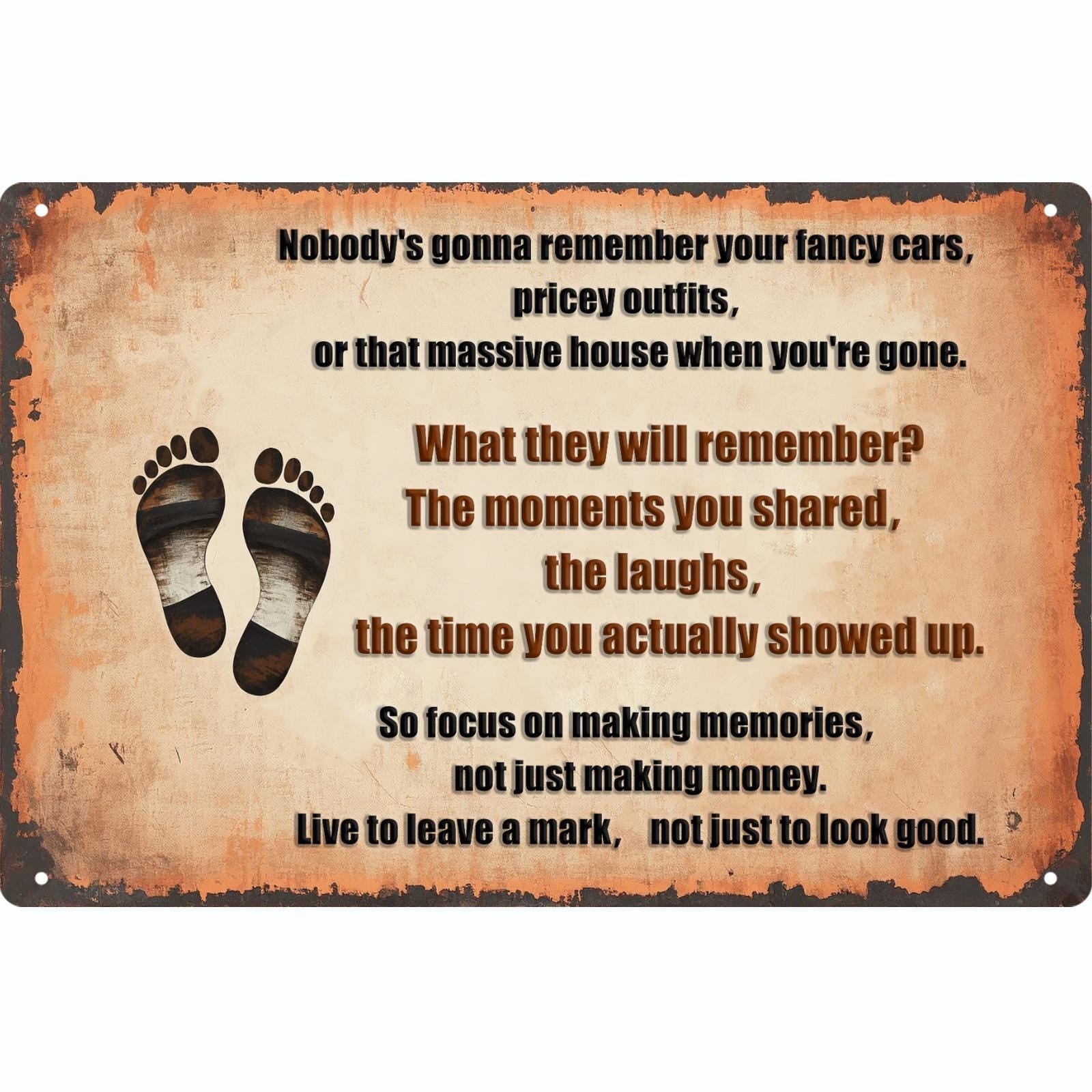 Vintage Inspirational Metal Sign: Live to Leave a Mark - Rustic Office Decor