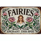 Plaque métallique vintage jardin de fées | Décoration d'intérieur rustique (20x30 cm)