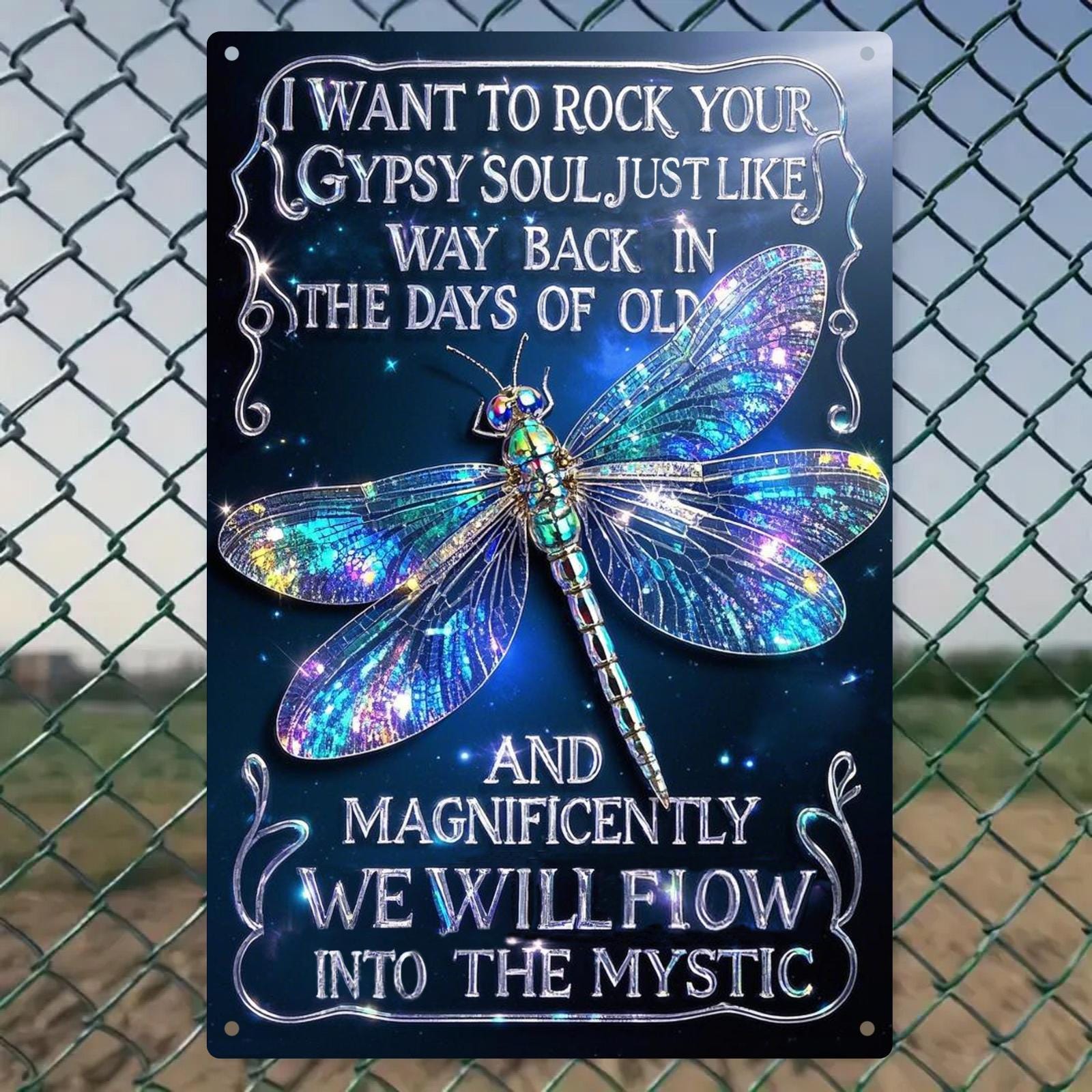 Dragonfly Metal Sign: Vintage Boho Wall Decor, Inspirational Quote