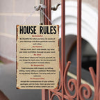Pancarte métallique style vintage Règles de la maison | Décoration intérieure inspirante