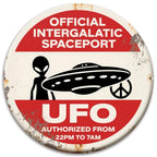 UFO Alien Weltraumhafen Metallschild | Sci-Fi Wandbild (20x20 cm)