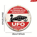 UFO Alien Weltraumhafen Metallschild | Sci-Fi Wandbild (20x20 cm)