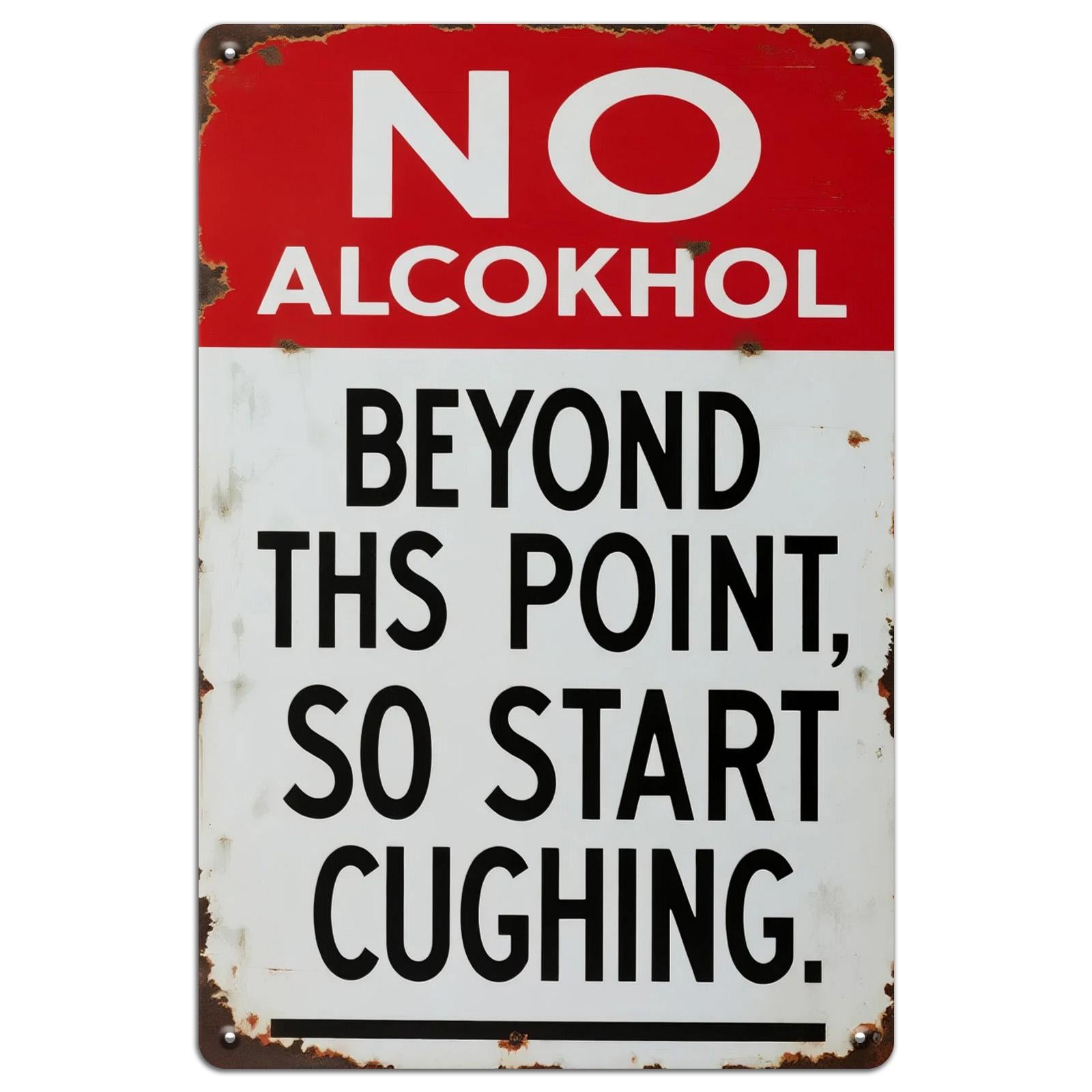 Retro No Alcohol Metal Sign: Funny Deer Hunting Bar Decor