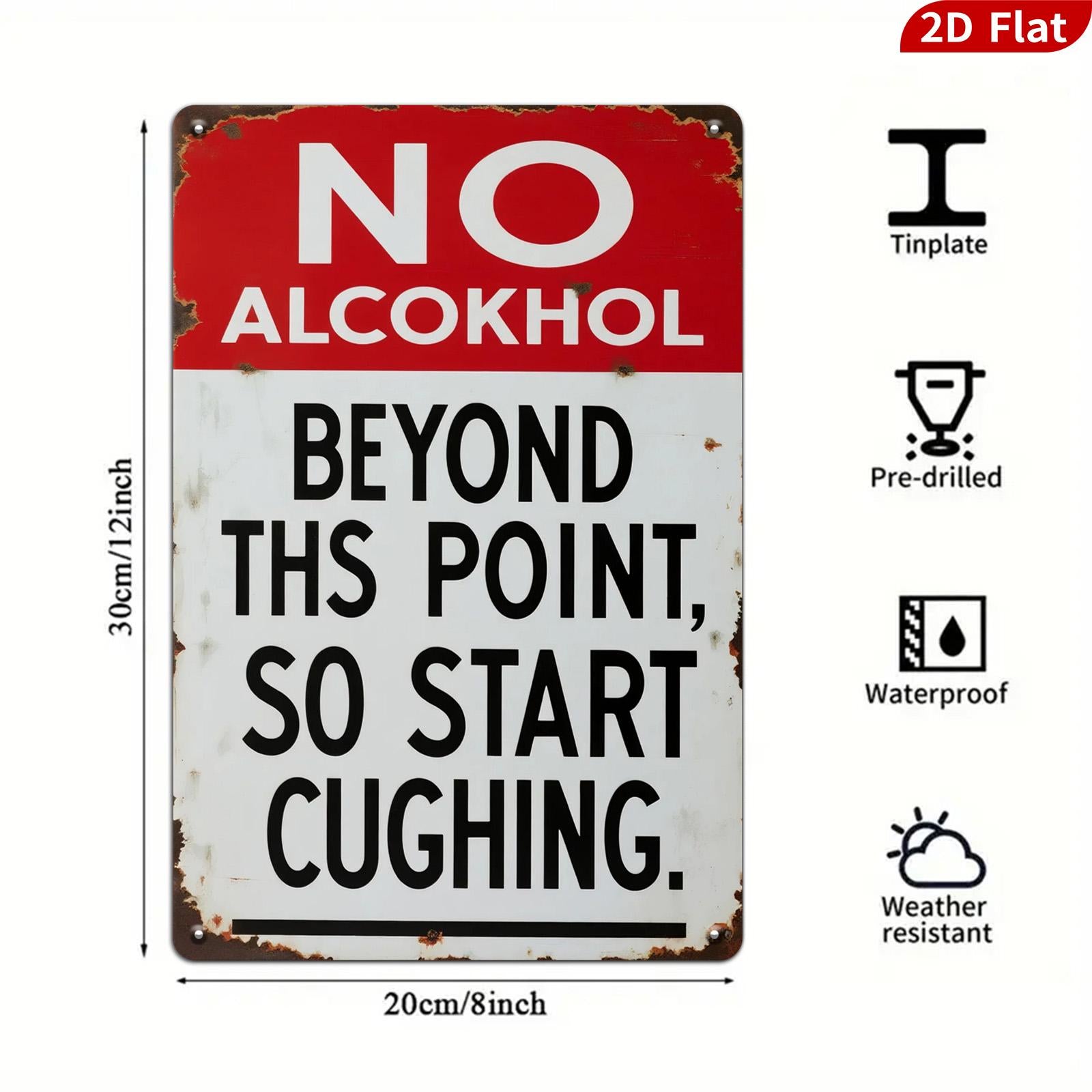 Retro No Alcohol Metal Sign: Funny Deer Hunting Bar Decor