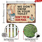 Plaque métallique rustique | Humour de piscine et toilettes amusant, Décoration de cabine (20x30 cm)