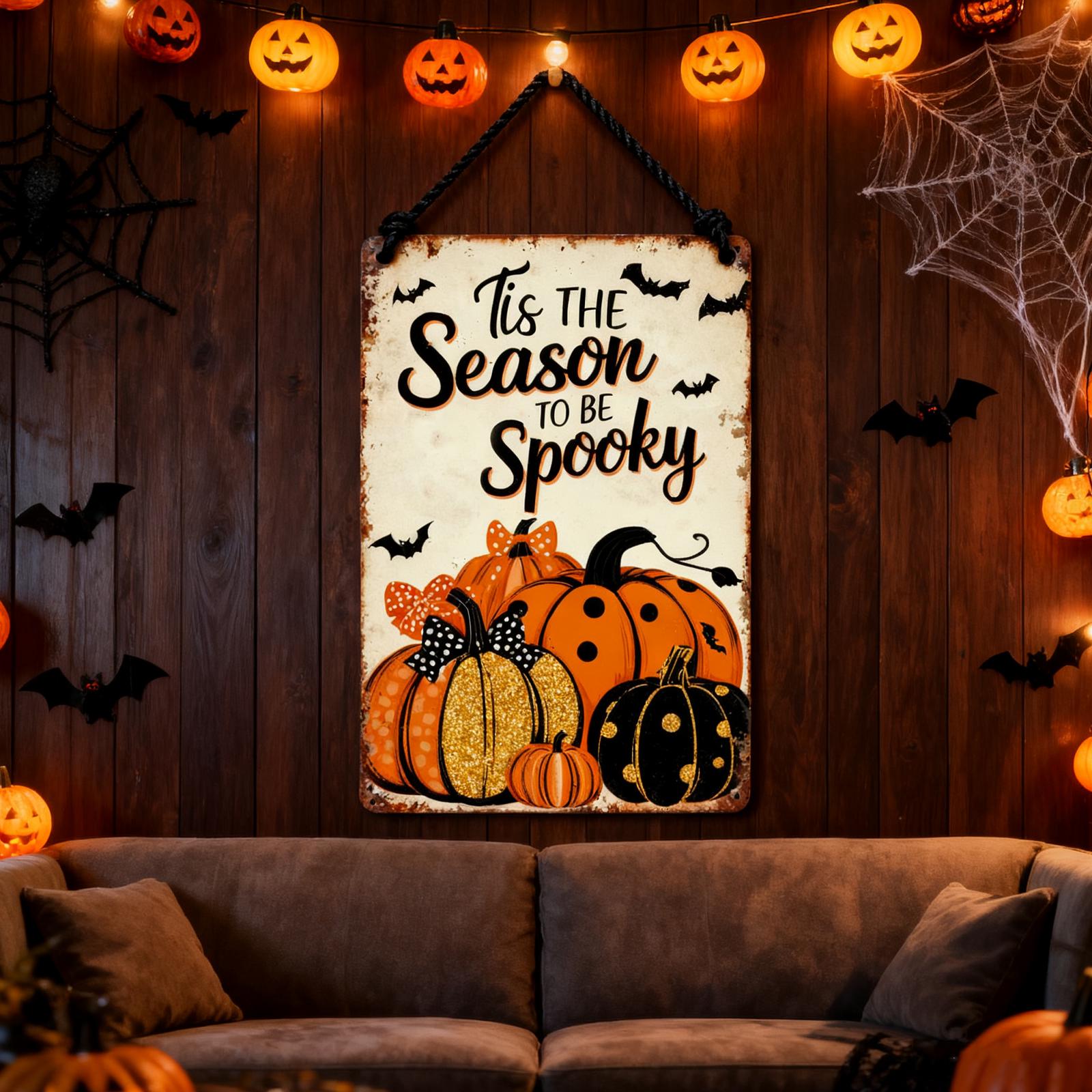 Spooky Pumpkin Metal Sign: Halloween Porch Decor, Farmhouse Fall Art