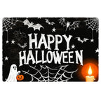 Fröhliches Halloween Metallschild | Geist, Kerze & Spinnennetz Veranda-Deko, gruselige Wandkunst