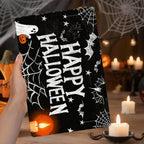 Fröhliches Halloween Metallschild | Geist, Kerze & Spinnennetz Veranda-Deko, gruselige Wandkunst