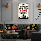 Letrero metálico "Cansado de Esconder Cuerpos" | Decoración festiva y de temporada