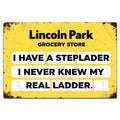 Retro Lincoln Park Grocery Metal Sign: Humorous Kitchen Wall Art