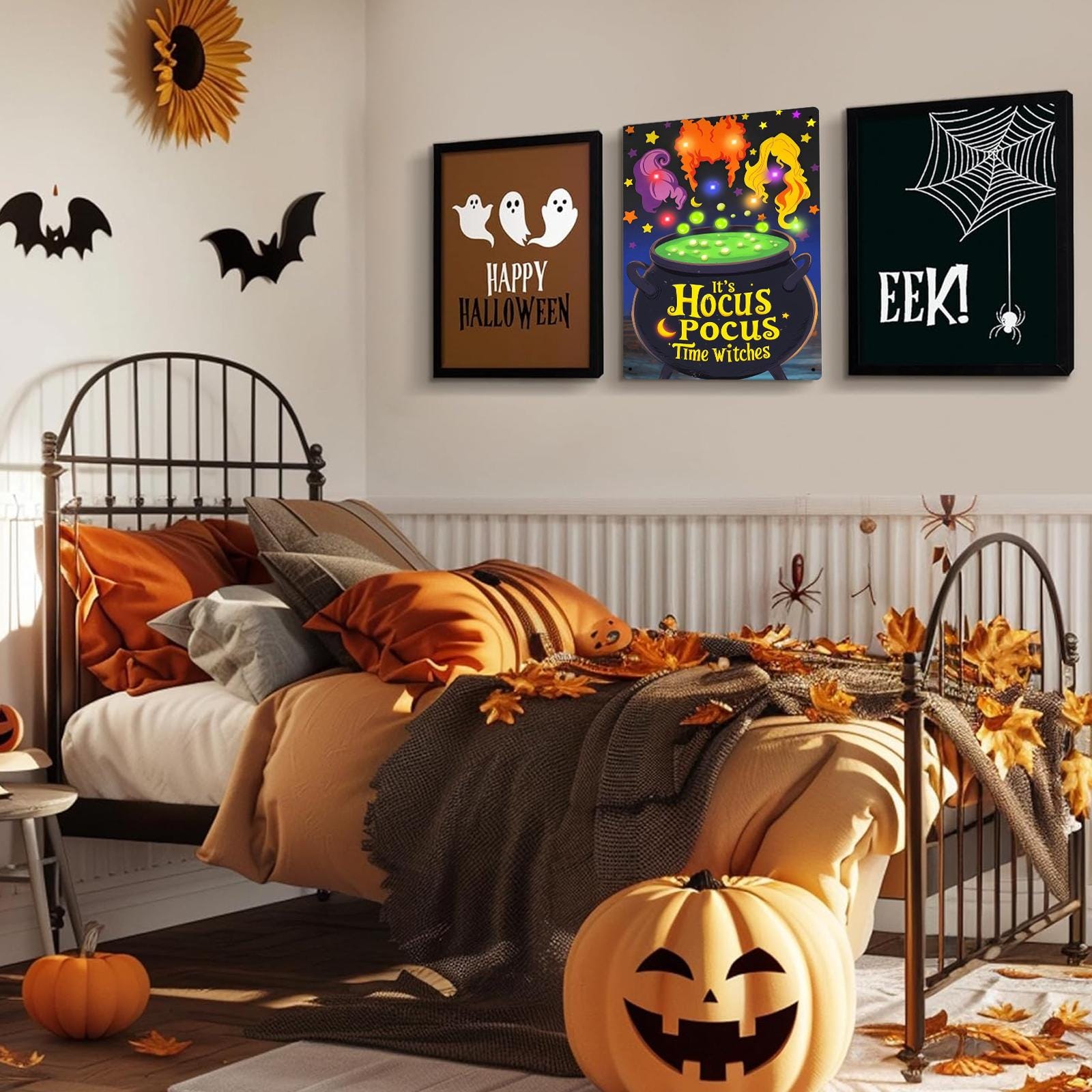 Hocus Pocus Metal Sign: Witch Cauldron Halloween Wall Art