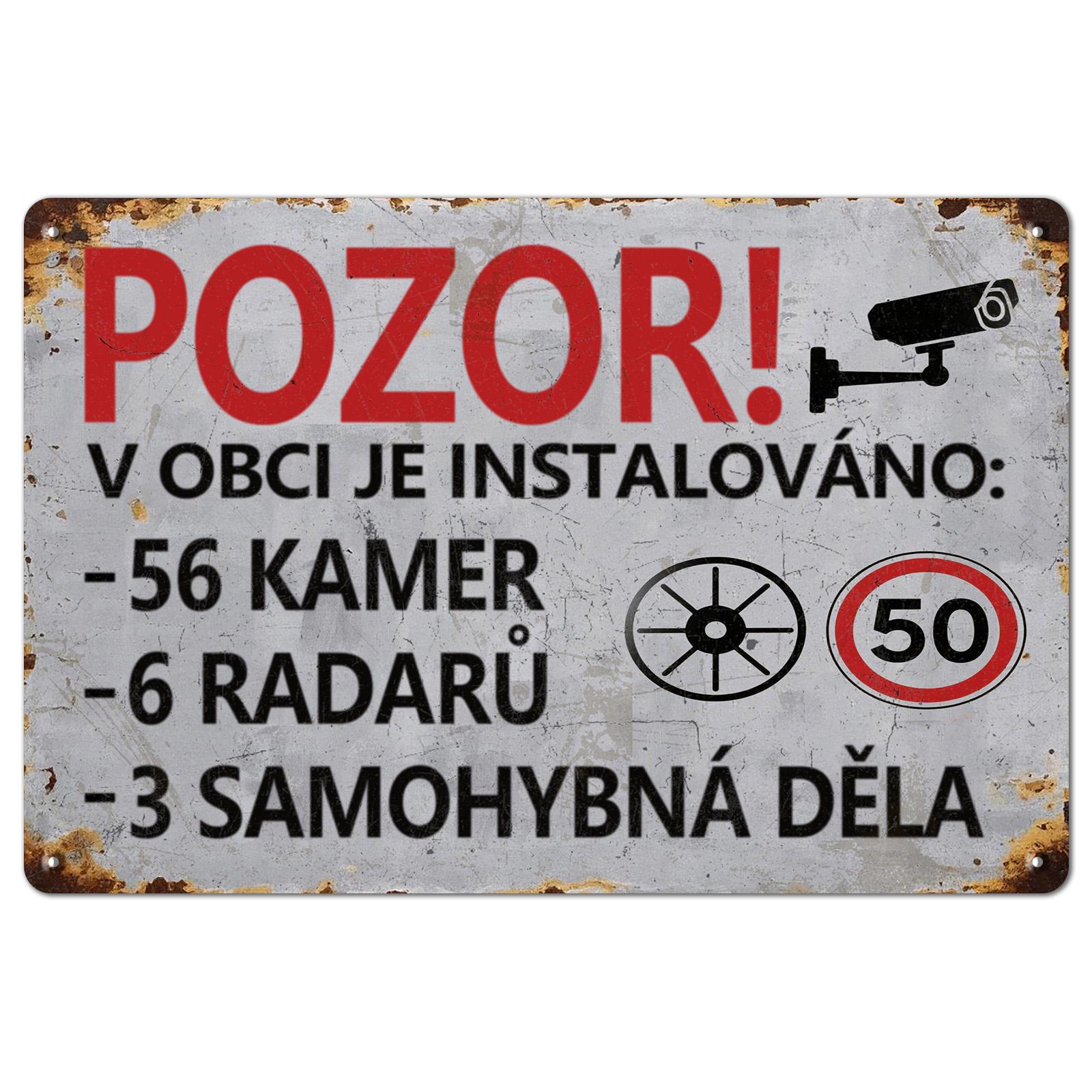 Rustic Metal Camera Radar Sign: Security Notice, Weather-Resistant Tinplate