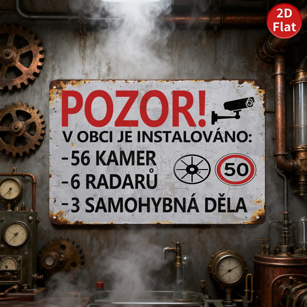 Rustic Metal Camera Radar Sign: Security Notice, Weather-Resistant Tinplate