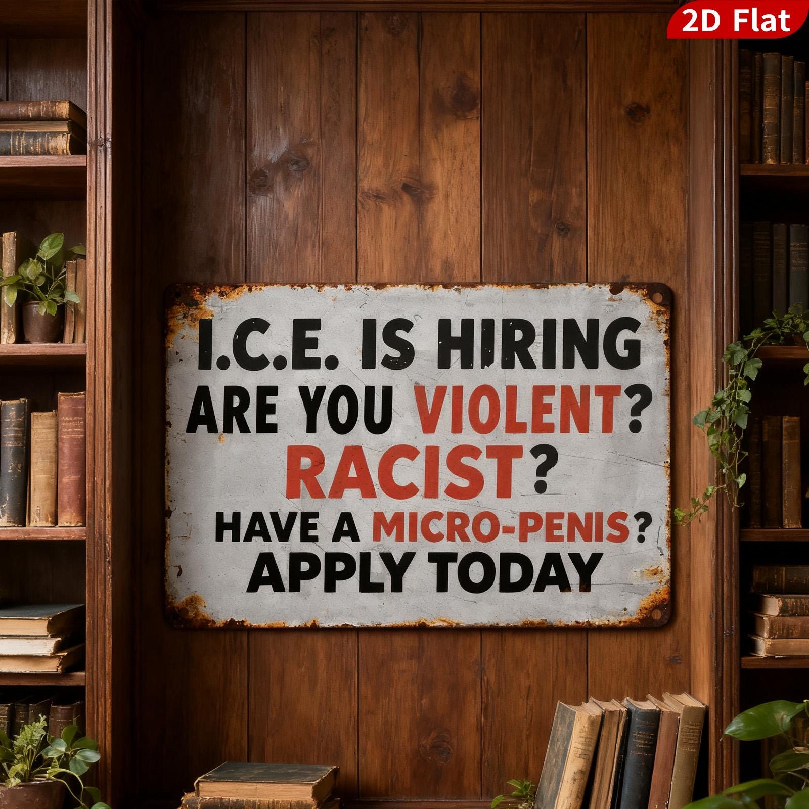 Funny "Ice is Hiring" Retro Metal Sign: Humor Decor, Office Bar Art