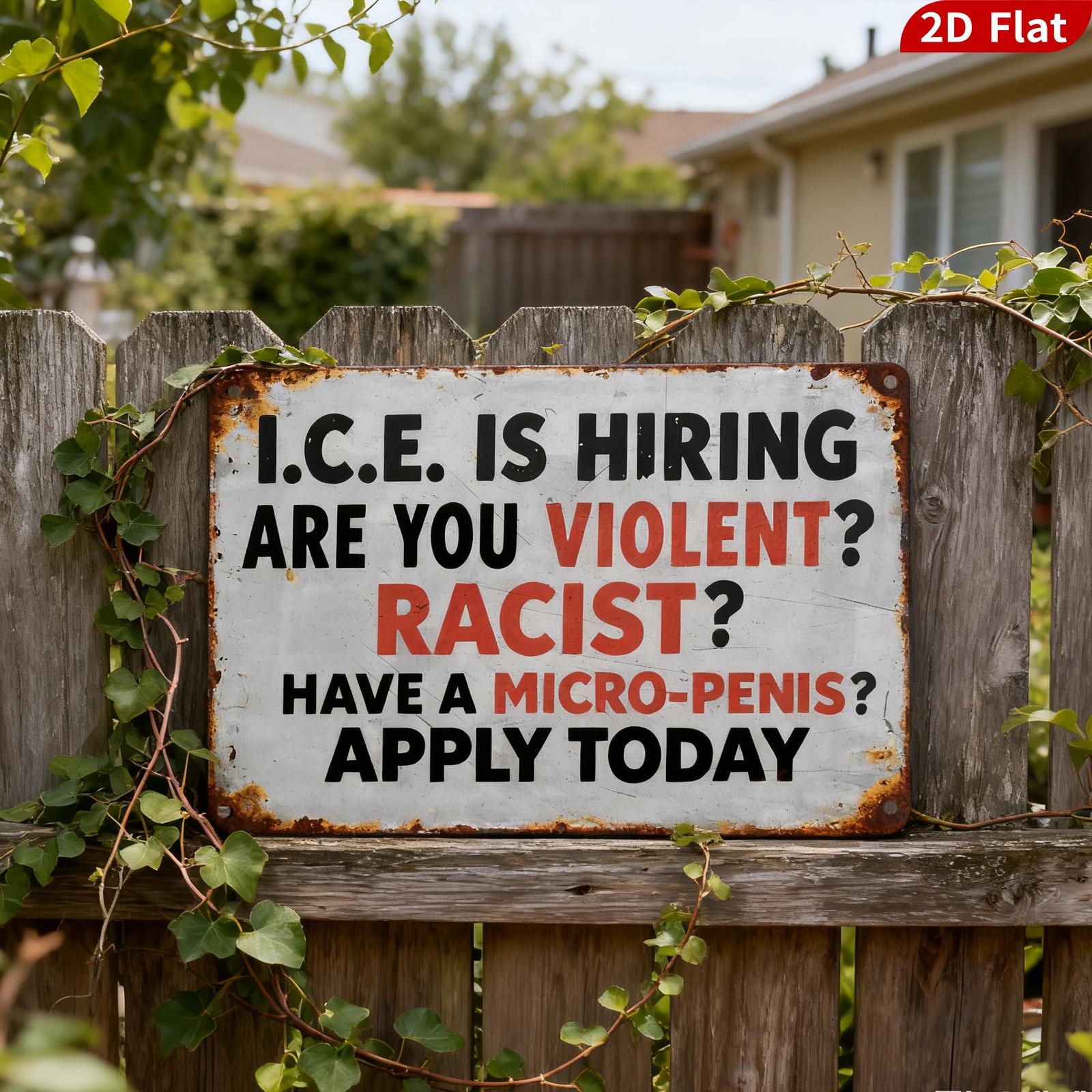Funny "Ice is Hiring" Retro Metal Sign: Humor Decor, Office Bar Art