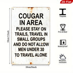 Panneau Métallique Avertissement Cougar | Décoration de Chasse Amusante | Plaque de Cabine Rustique