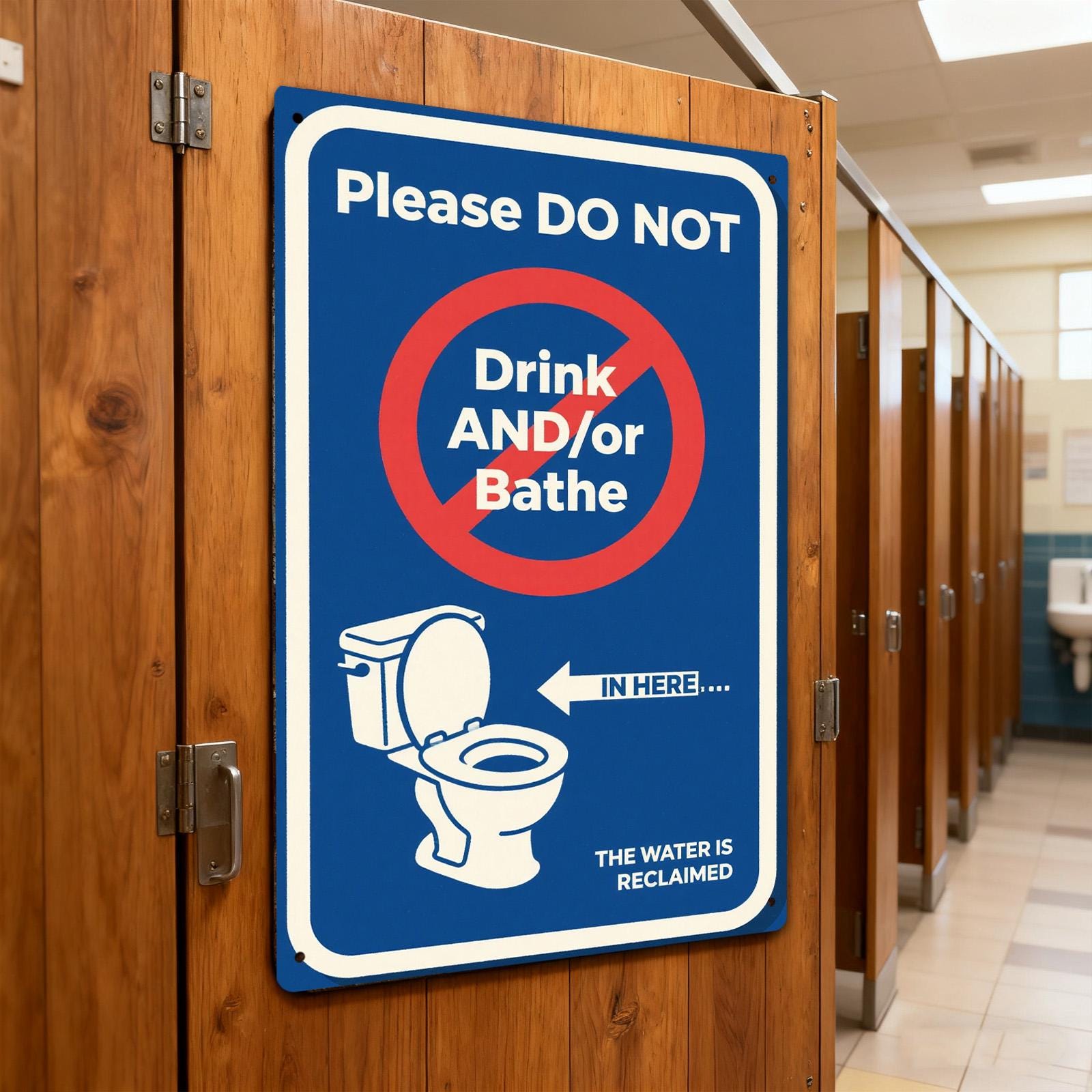 Reclaimed Water Caution Sign: Durable Tinplate, UV-Resistant Print