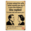 Funny Lottery Metal Sign, Classic Couple Humor - 8x12