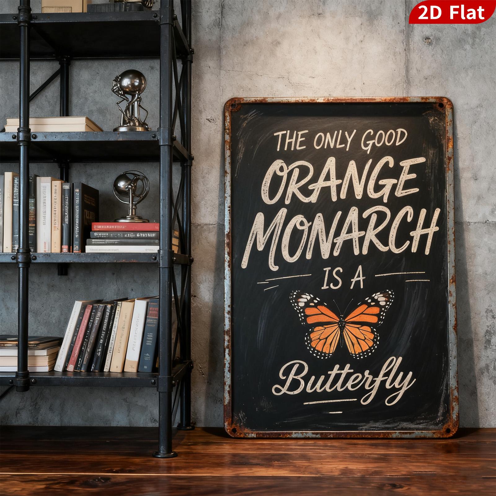 Monarch Butterfly Metal Sign: Rustic Chalkboard Style, Inspirational Quote